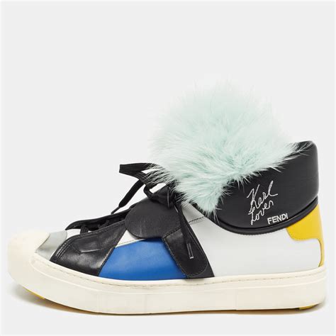 fendi karlito high top|Fendi Multicolor Leather and Fur Karlito High Top Sneakers Size 41.